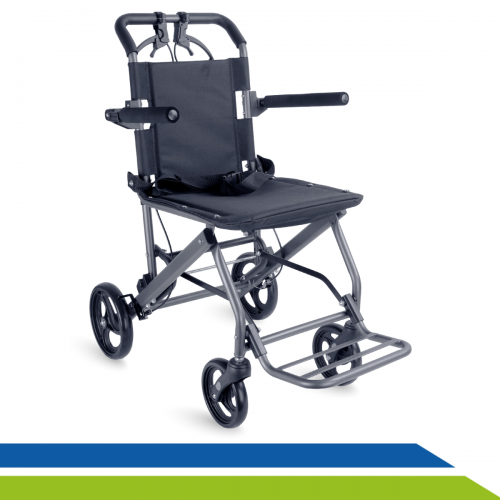 Cadeira de Rodas de Transporte Compacta Dobrável Prática Leve Até 100kg Idoso Reabilitação Fratura