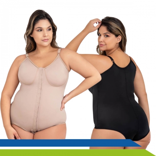 Cinta Body Plus Size com Alças, Colchetes Frontais e Reforço Abdômen New Form 60602