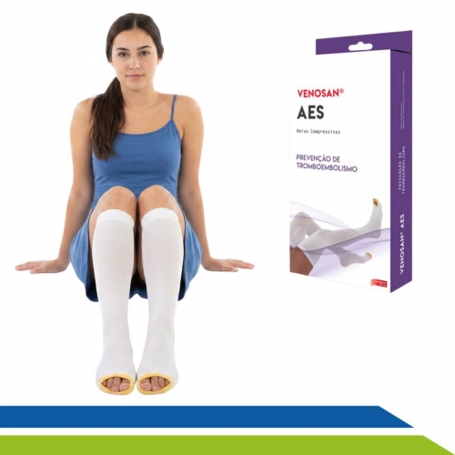 Meia Anti Trombo Elástica 3/4 Panturrilha 18MMHG AES - PAR - VENOSAN