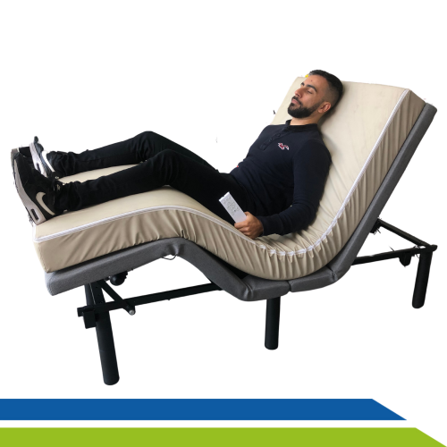 Cama Articulada Motorizada 2 Movimentos Resistente com Colchão e Capa Impermeável Idoso