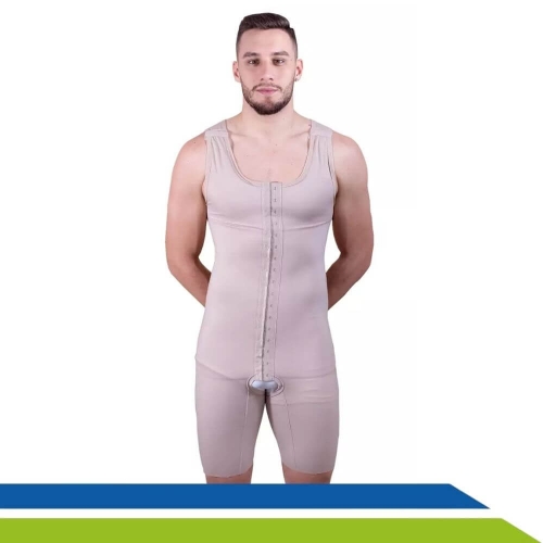 Cinta Pós-Cirúrgica Masculina Completa com Colchetes e Pernas - Cód. 60409 - New Form