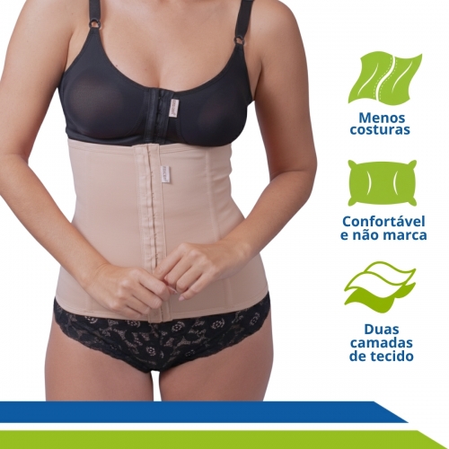 Cinta Modeladora Compressora Abdominal com Colchetes e 4 Barbatanas Cinturita - Macom - Cód. 4012