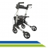Andador Adulto Idoso em Alumínio Dobrável 4 Rodas com Assento e Bolsa D14